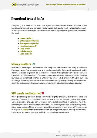 example page 5 from our offline Travel Guide for Sierra Leone